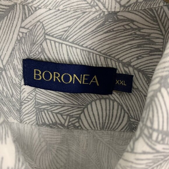 Boronea Men XXL Button Up Shirt Gray Viscose Soft Casual Summer - Picture 3 of 6